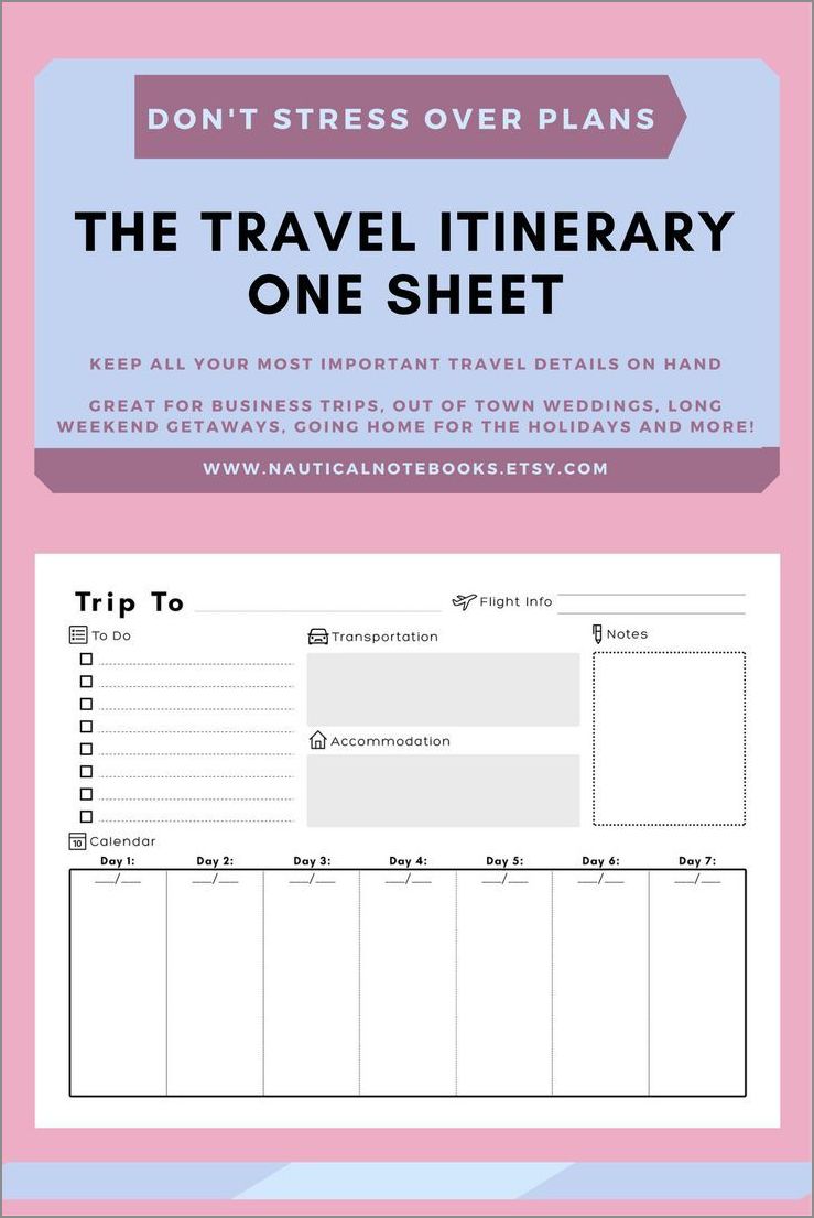 10 day vacation itinerary template example