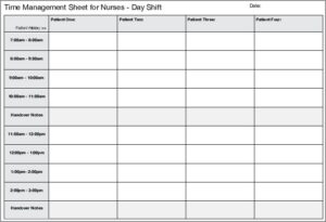 Printable 12-Hour Nursing Schedule Template