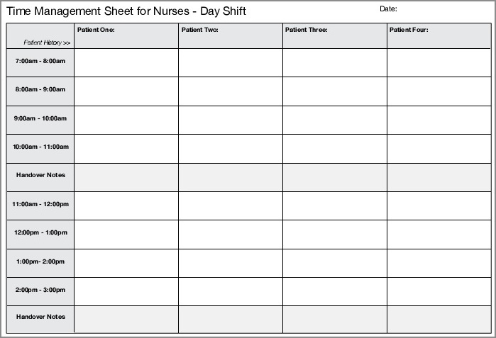 12 hour nursing schedule template example