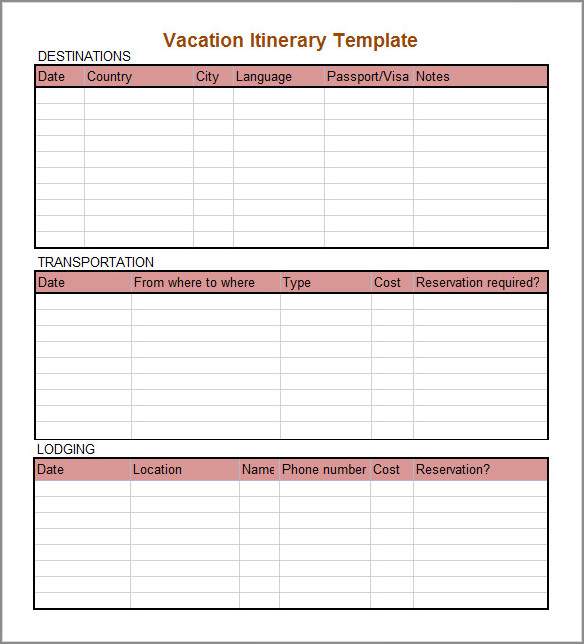 2 weeks travel itinerary template example