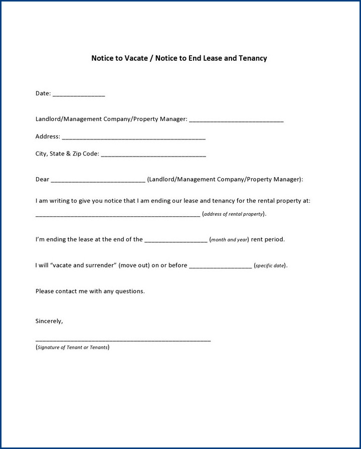 30 day notice letter template to tenant to move out sample