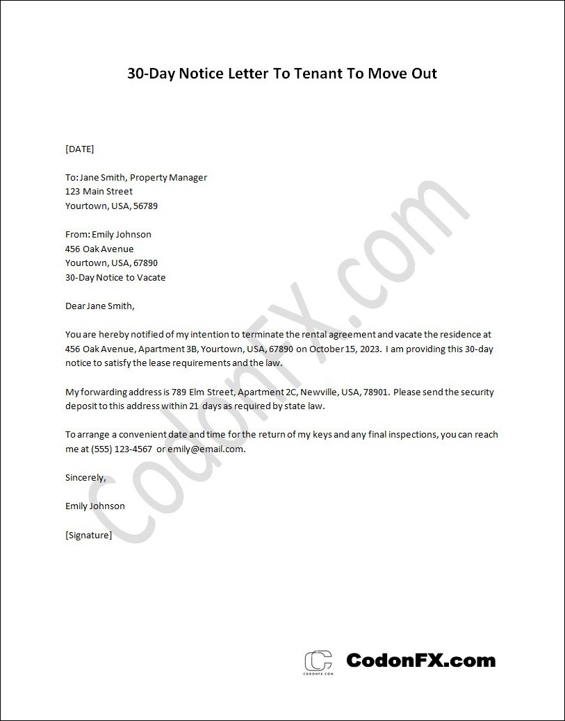 Demonstration of crafting tailored content by utilizing a 30 day notice letter to tenant to move out