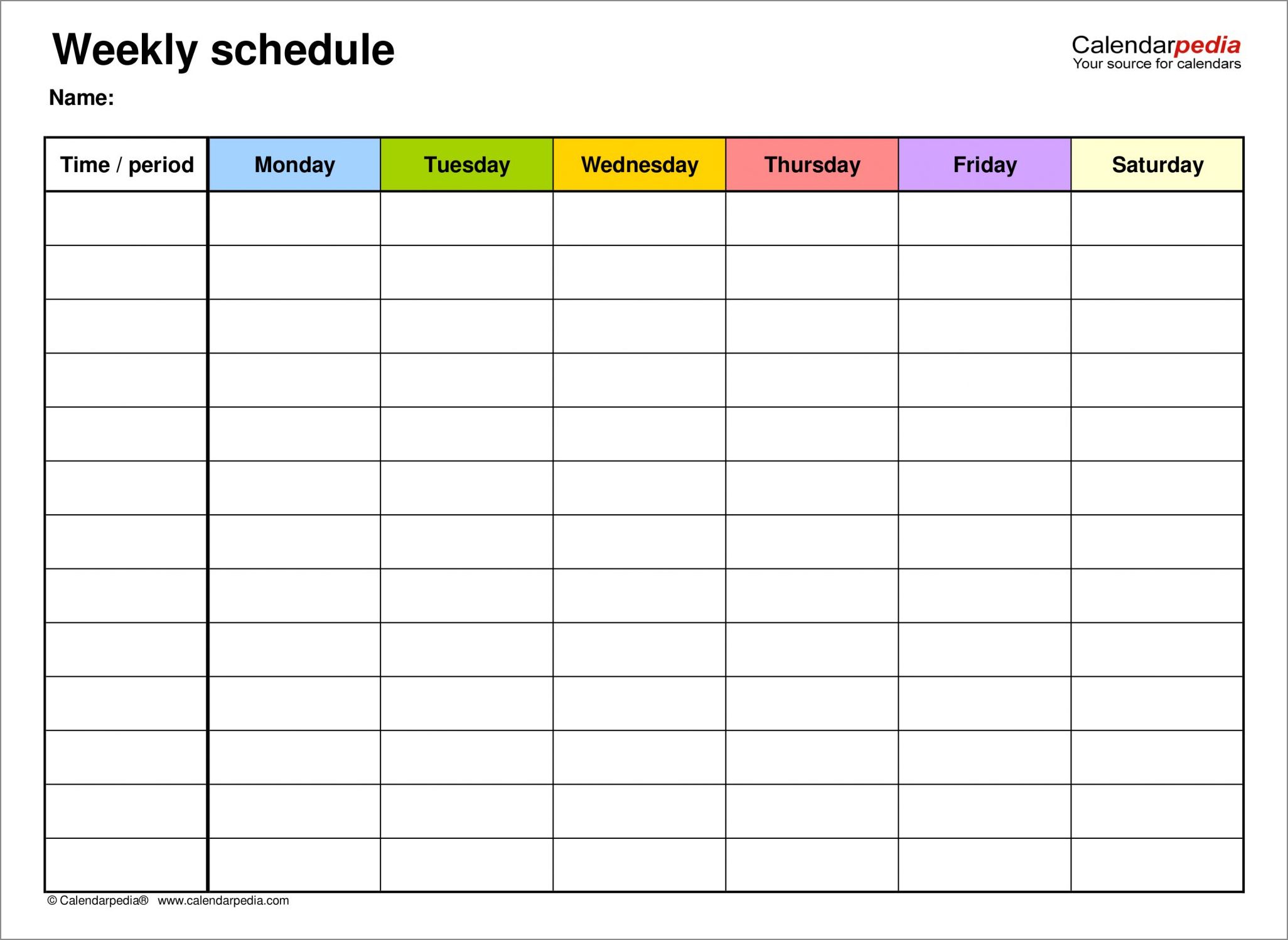 7 day week schedule template
