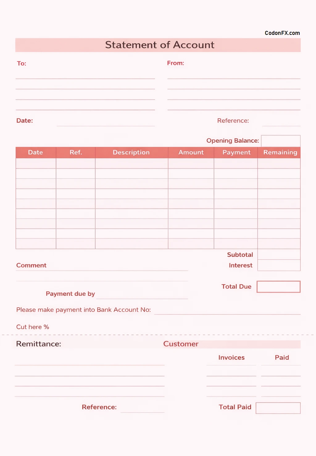 Account Statement Template Simple Blank Account Statement Template