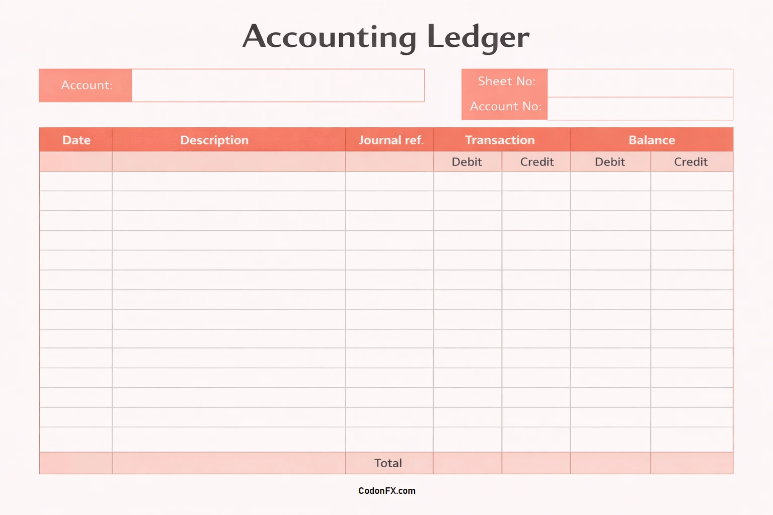Accounting Ledger Template Simple Blank Accounting Ledger Template