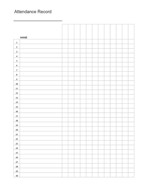 Attendance Sheet Template Example