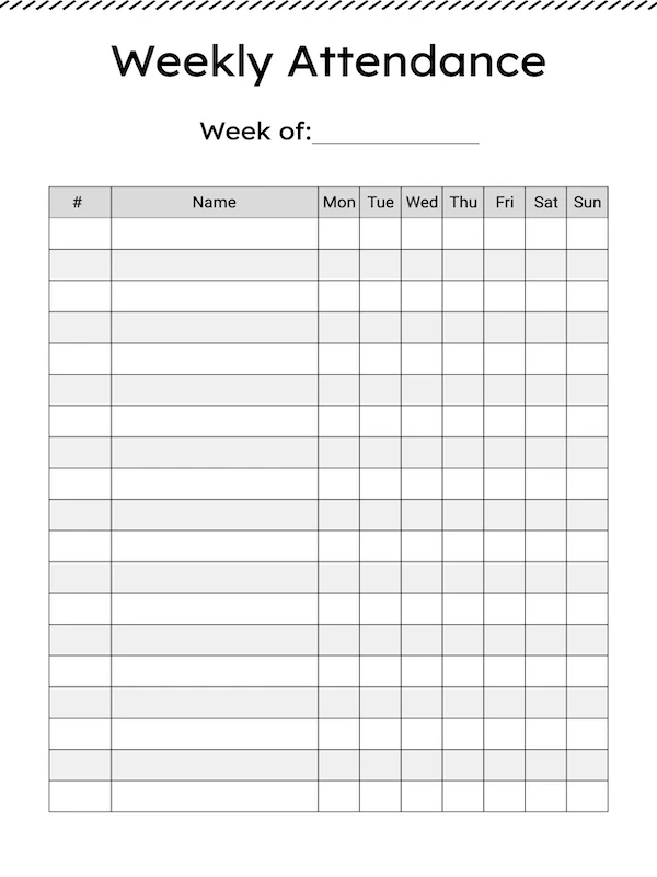 Attendance Sheet Template Sample