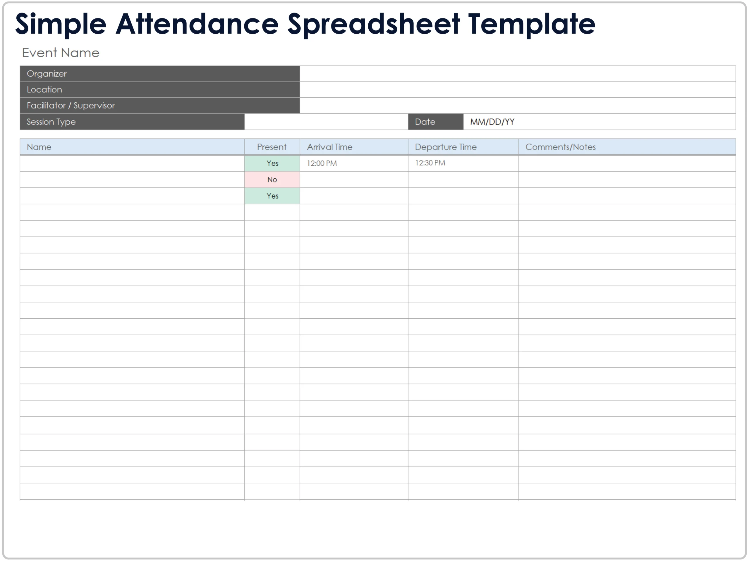 Attendance Tracker Template Sample
