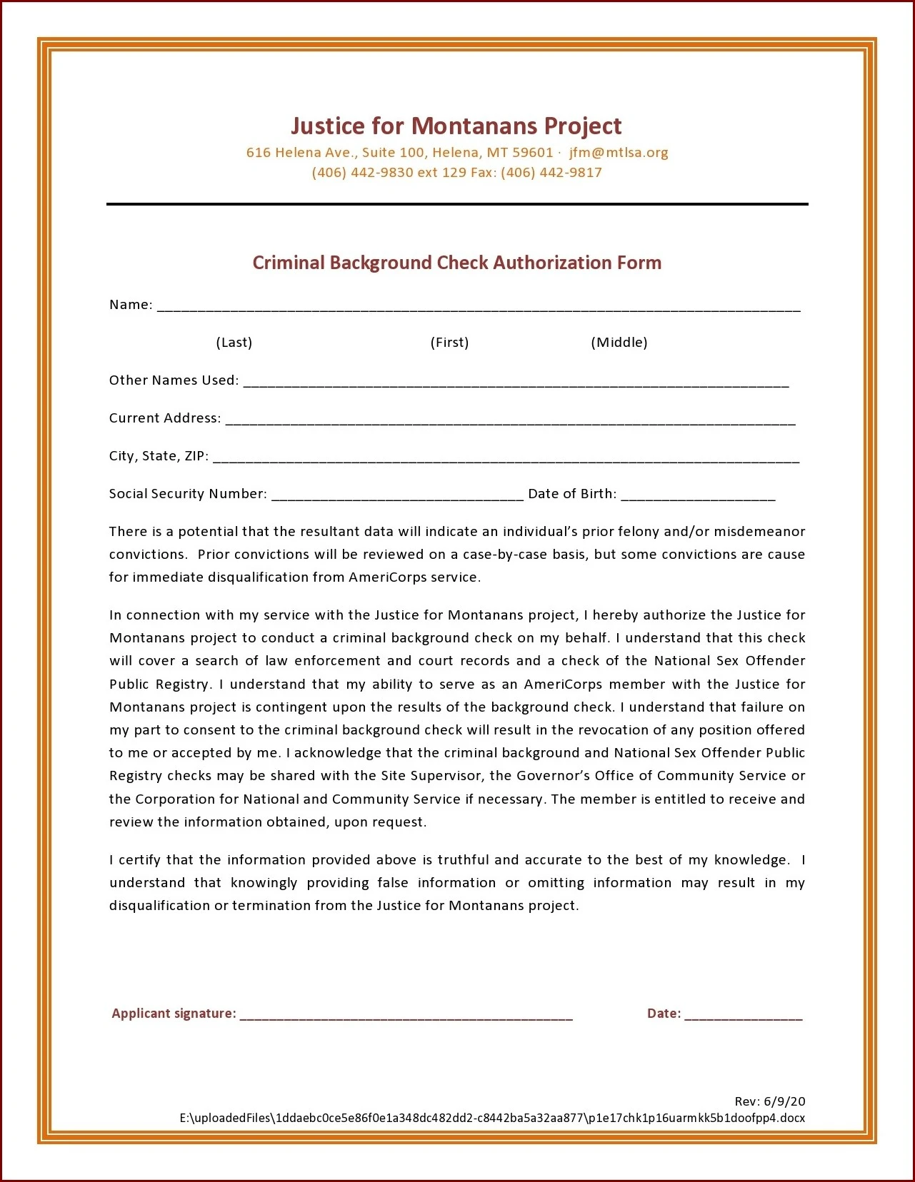 Background Check Authorization Form Example
