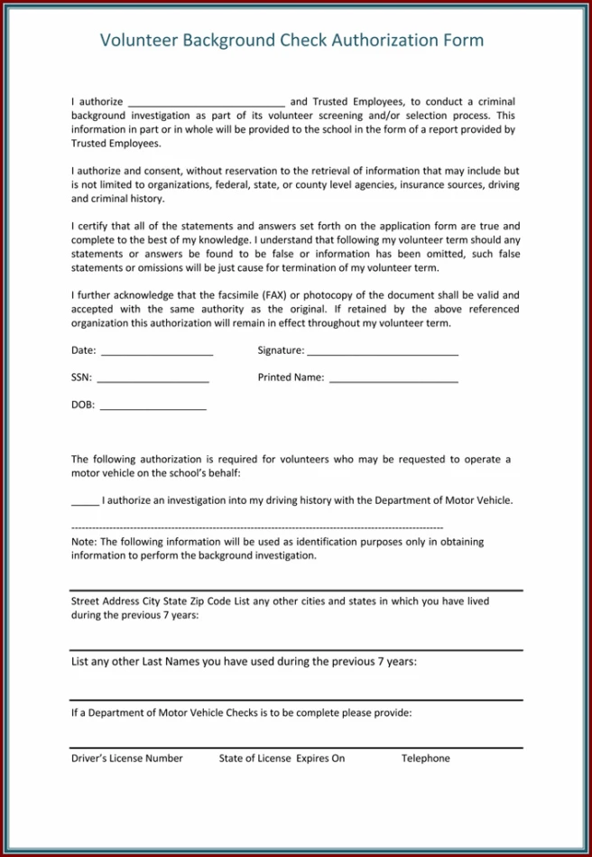 Background Check Authorization Form