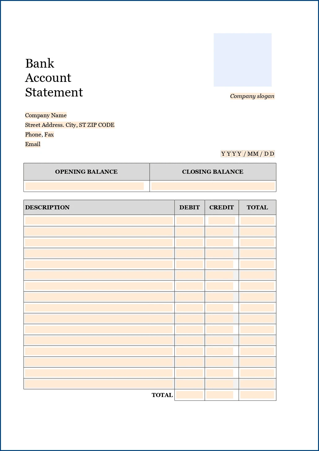 Bank Statement Template