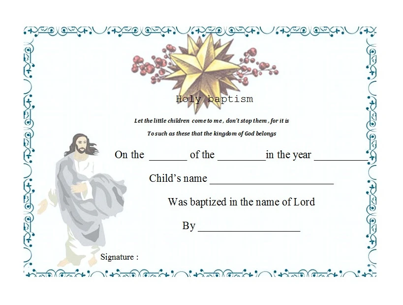 Baptism Certificate Template Example