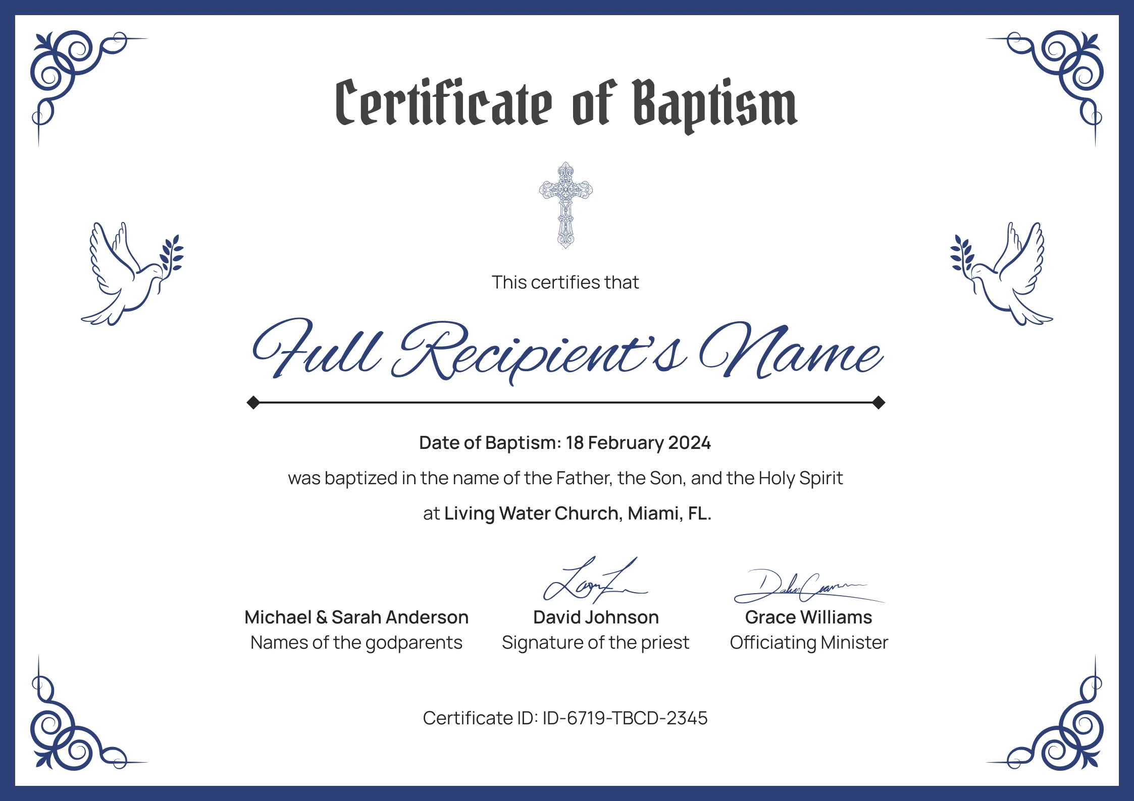 Baptism Certificate Template