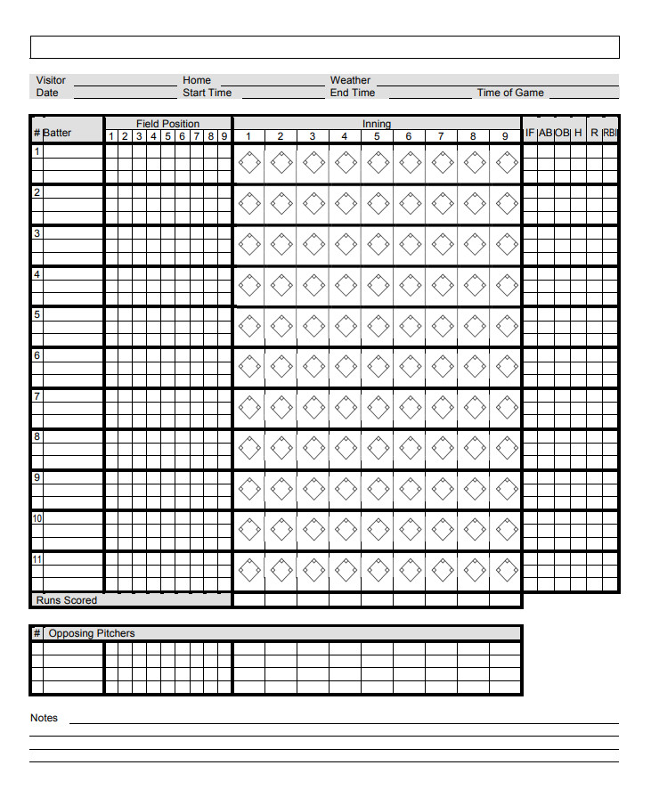 Baseball Scorecard Template Baseball Scorecard Template