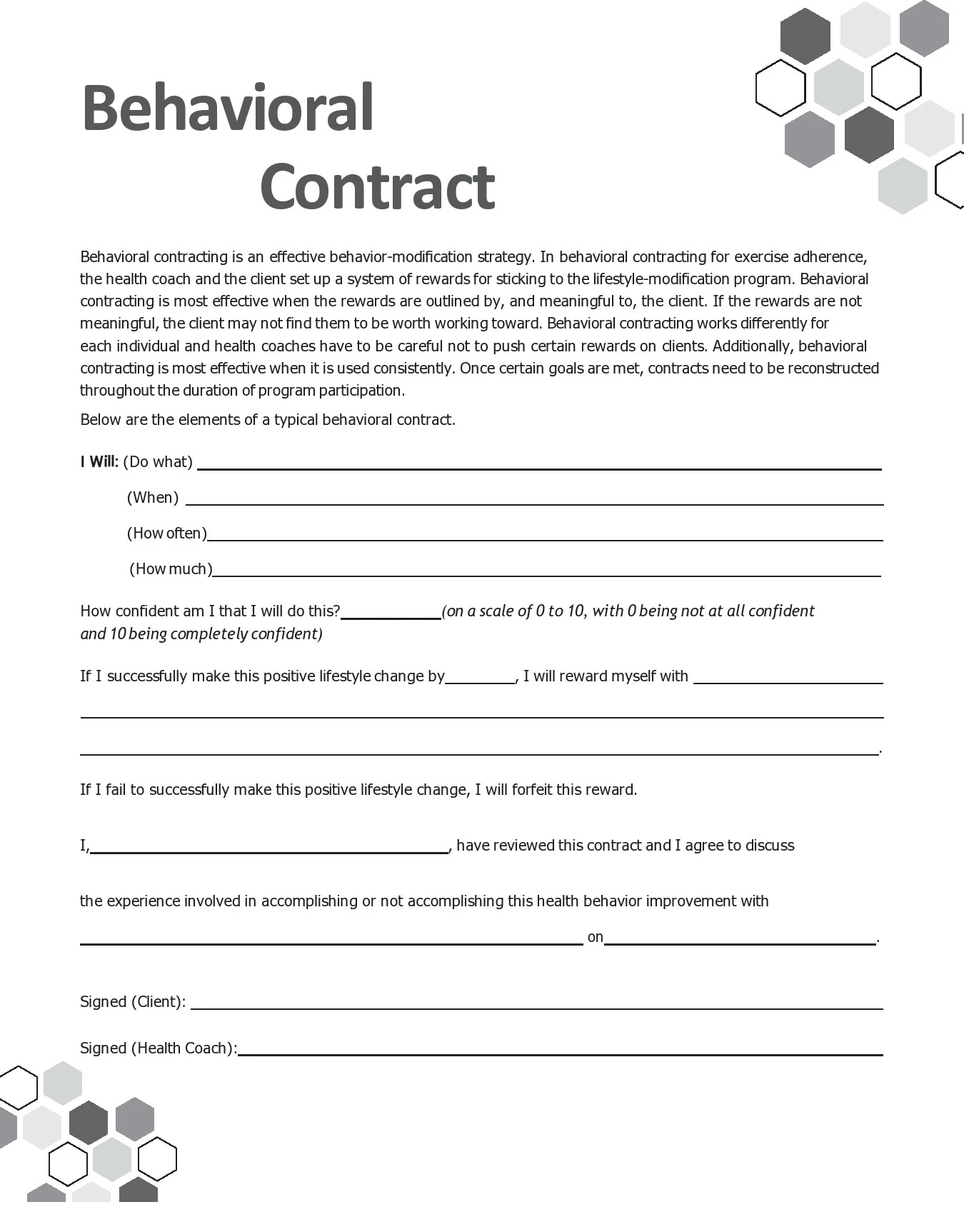 Behavior Contract Template Sample
