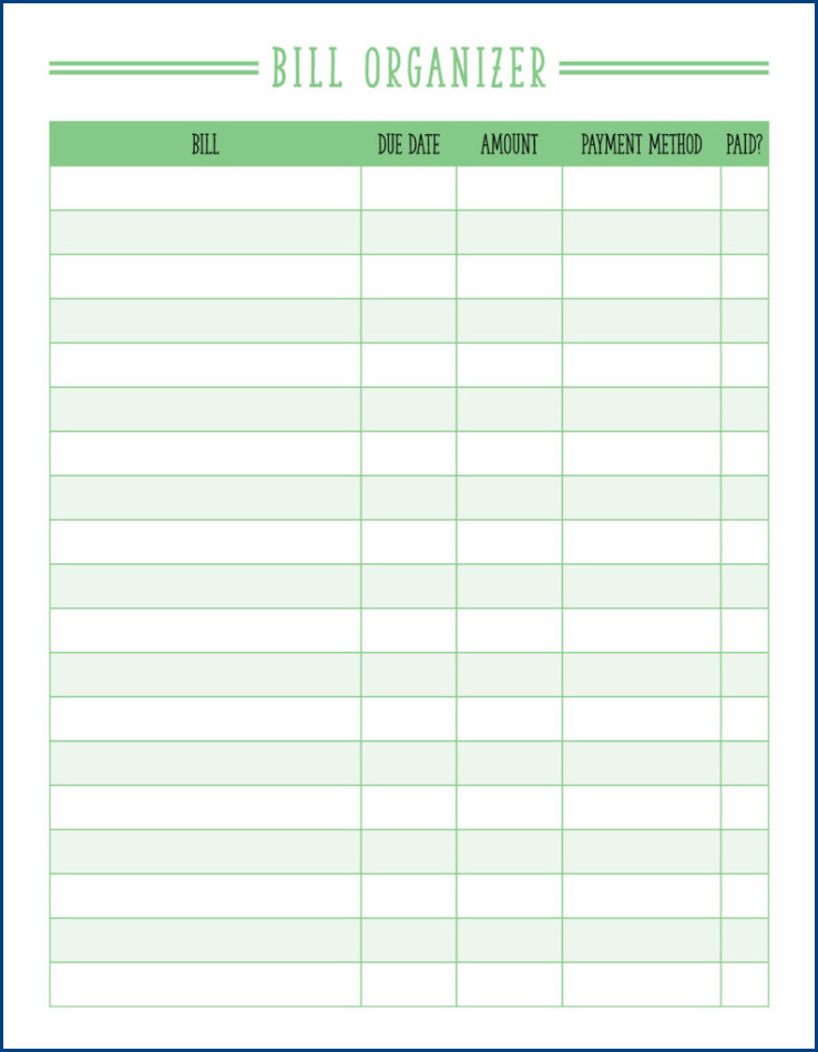 Bill Tracker Template