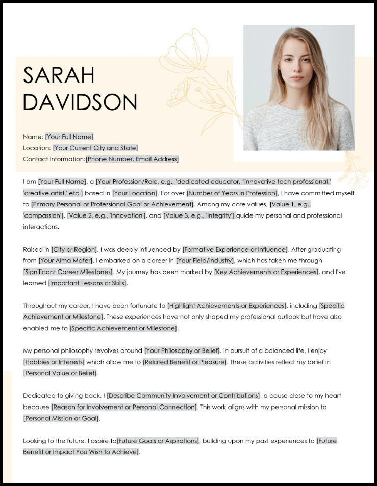 Biography Template Example