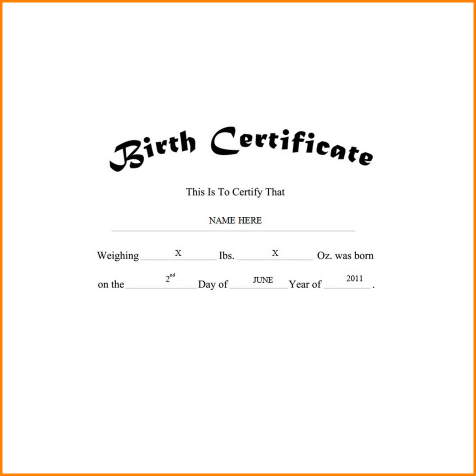 Birth Certificate Template Example Birth Certificate Template Example
