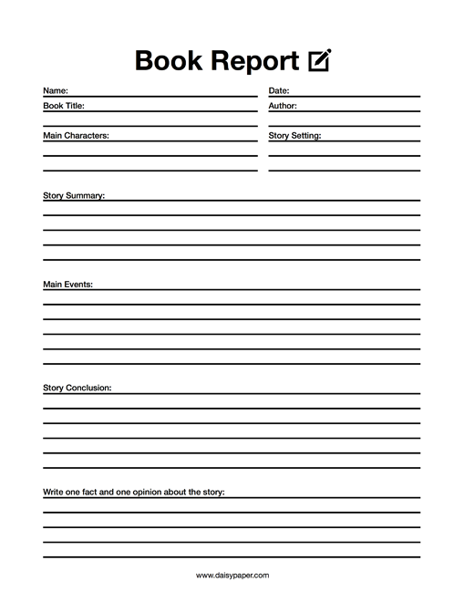 Book Report Template Example