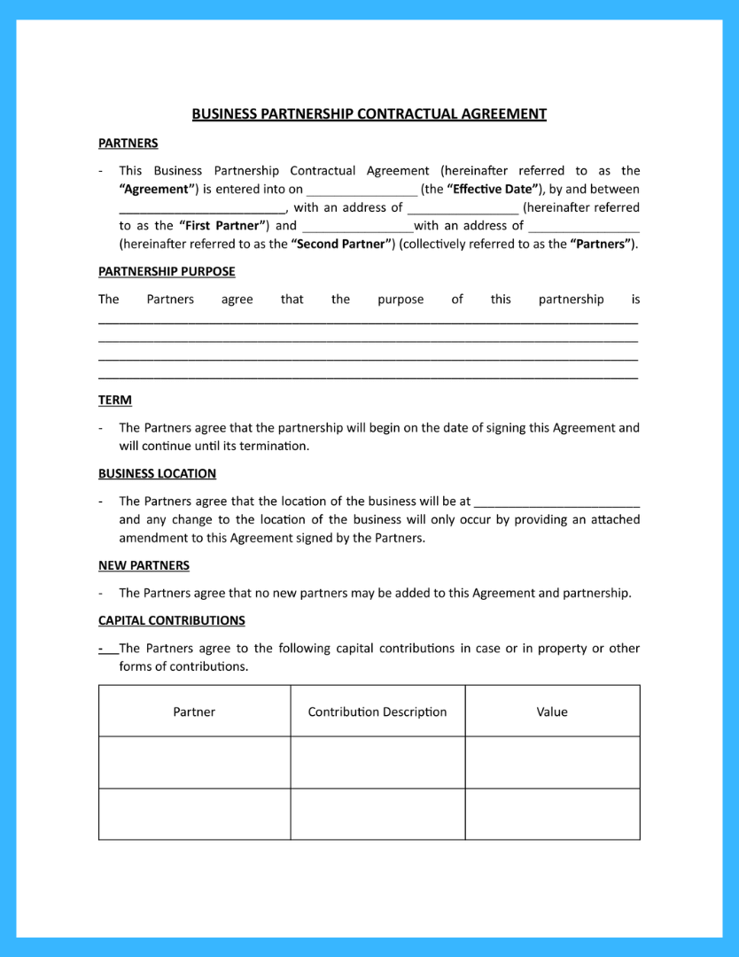 Business Agreement Template Example