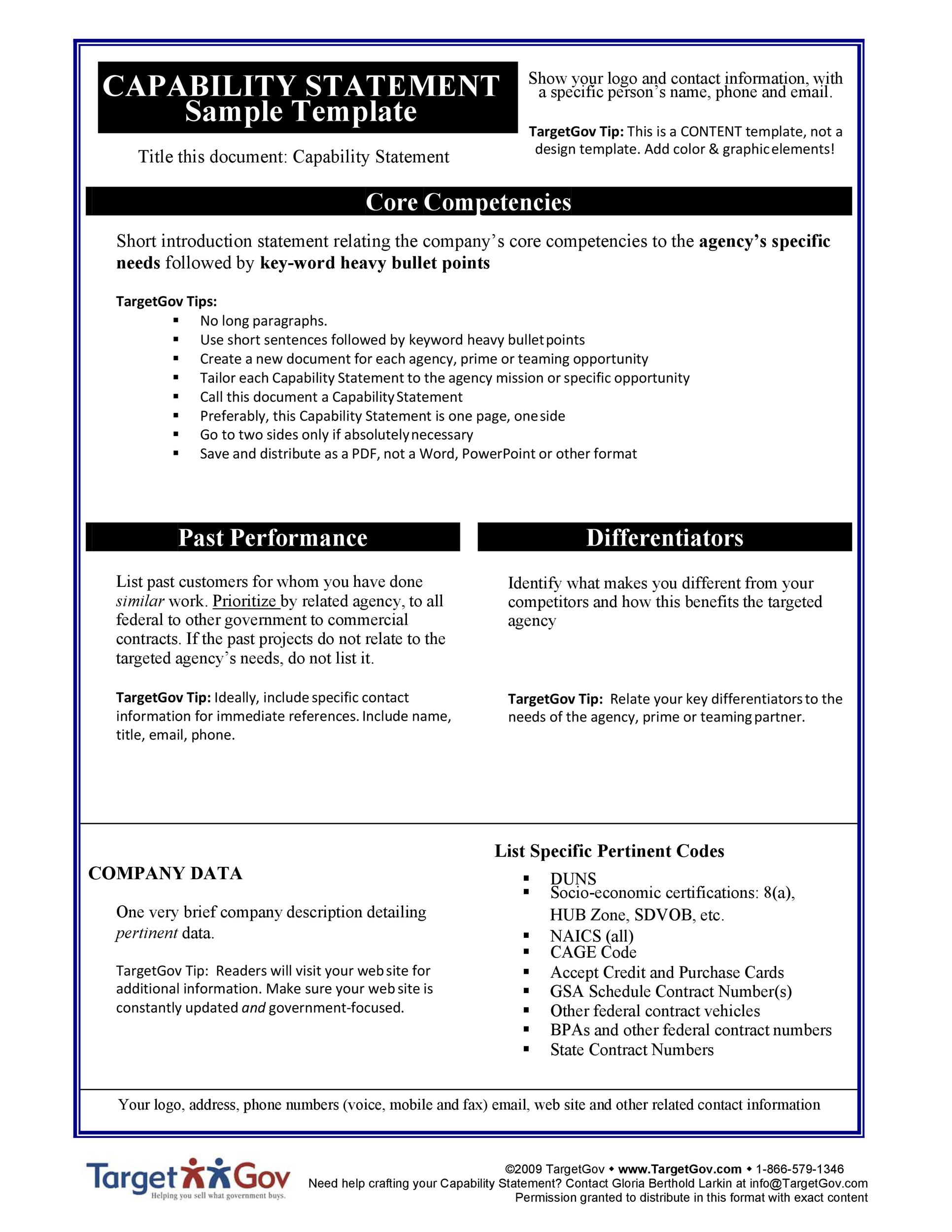 Capability Statement Template Example Capability Statement Template Example