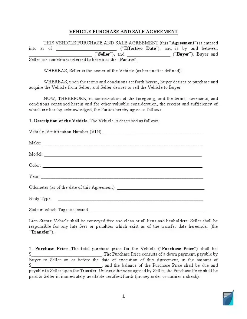 Car Buying Agreement Form Car Buying Agreement Form