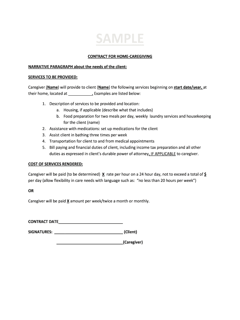 Caregiver Agreement Form Caregiver Agreement Form