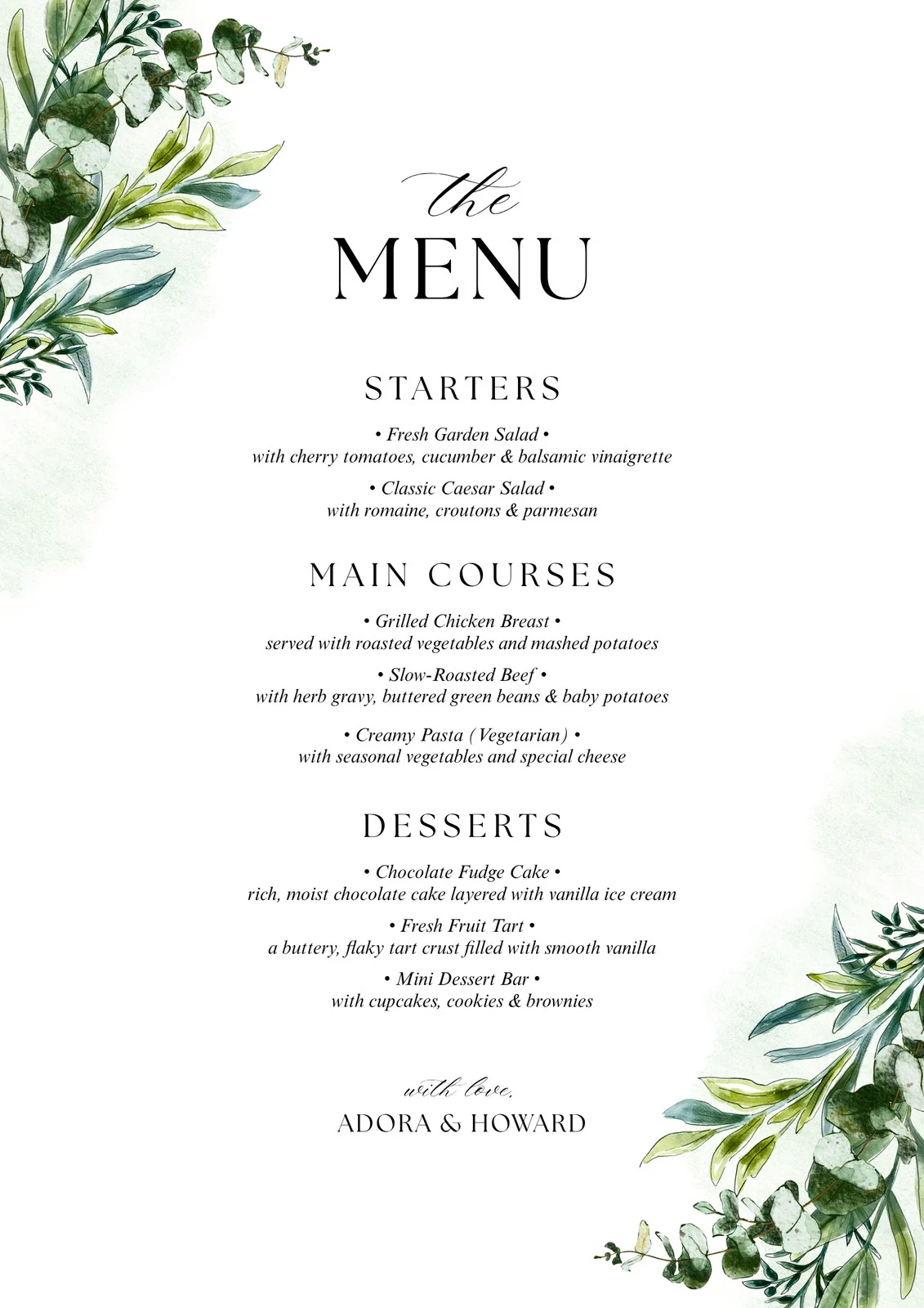 Catering Menu Template Sample Catering Menu Template Sample