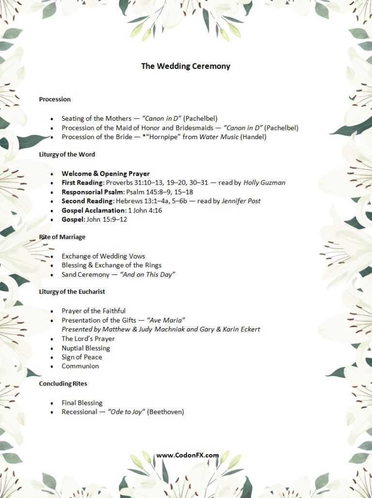 Free Catholic Wedding Program Template
