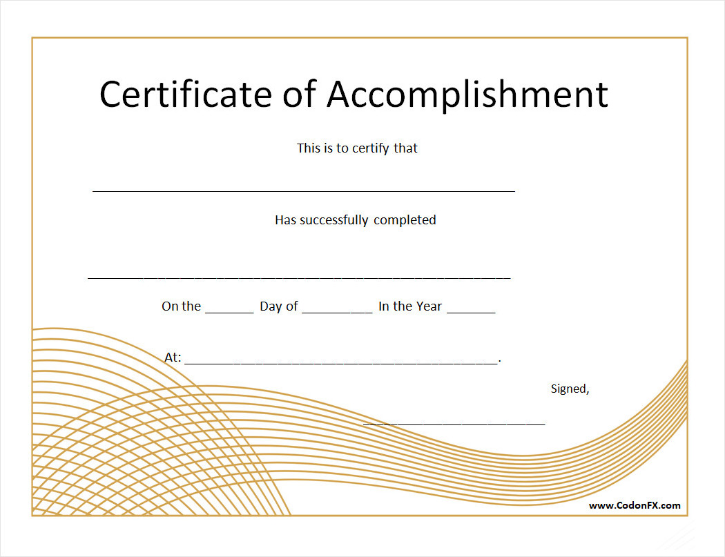Certificate of Accomplishment Template Certificate of Accomplishment Template