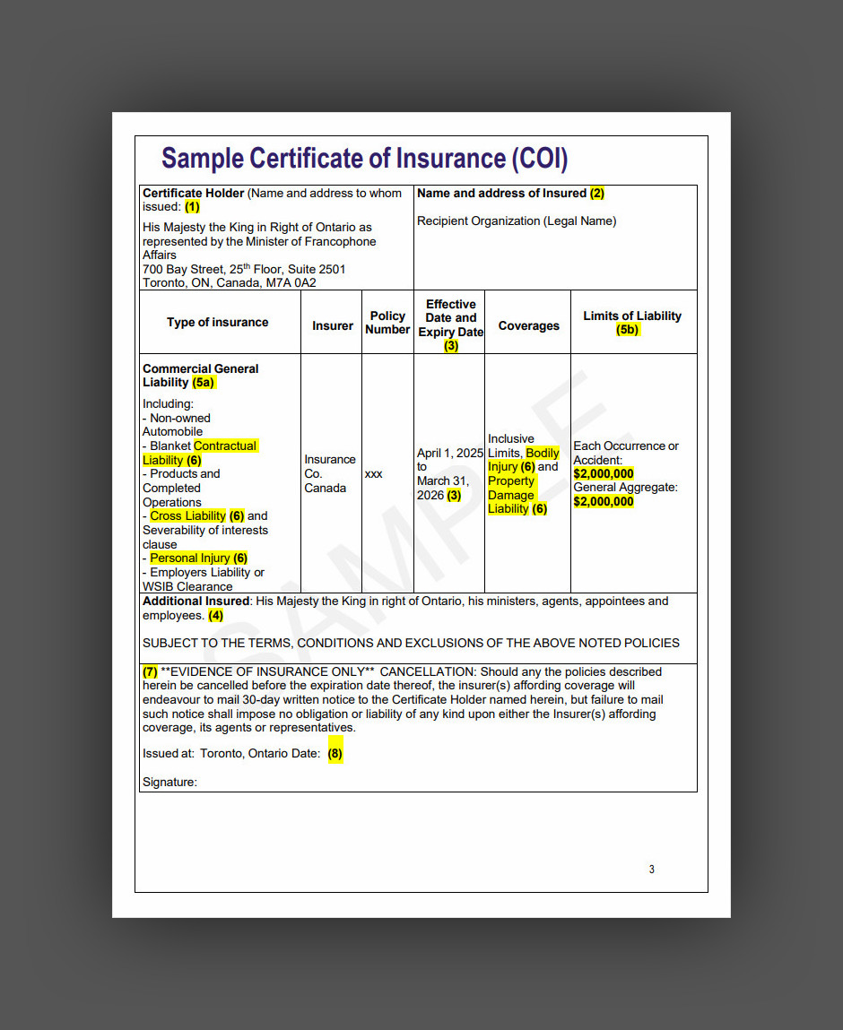 Certificate of Insurance Template