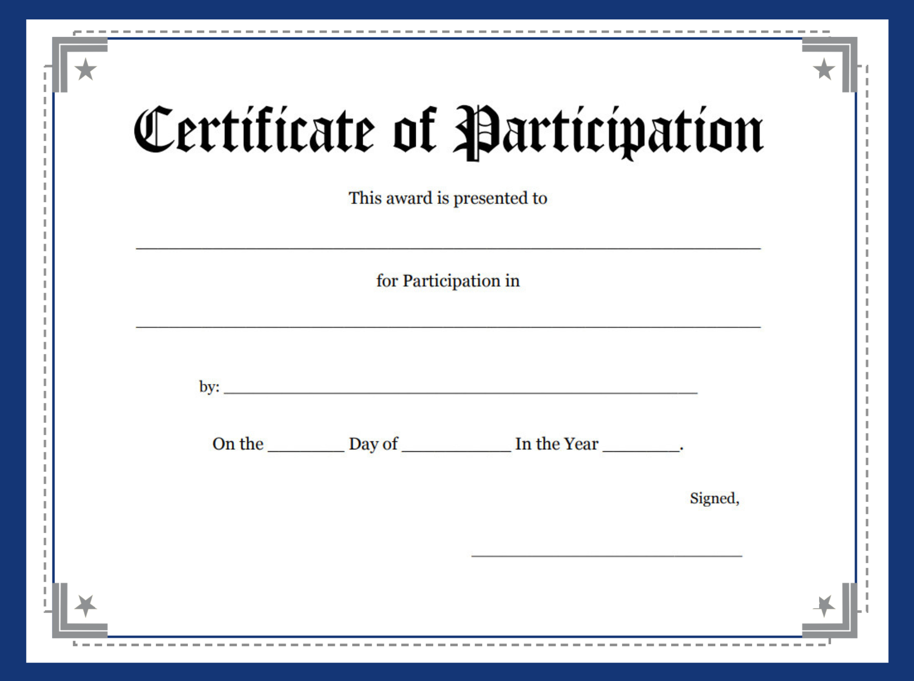Certificate of Participation Template Certificate of Participation Template