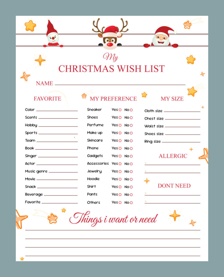 Christmas Wish List Template Example Christmas Wish List Template Example