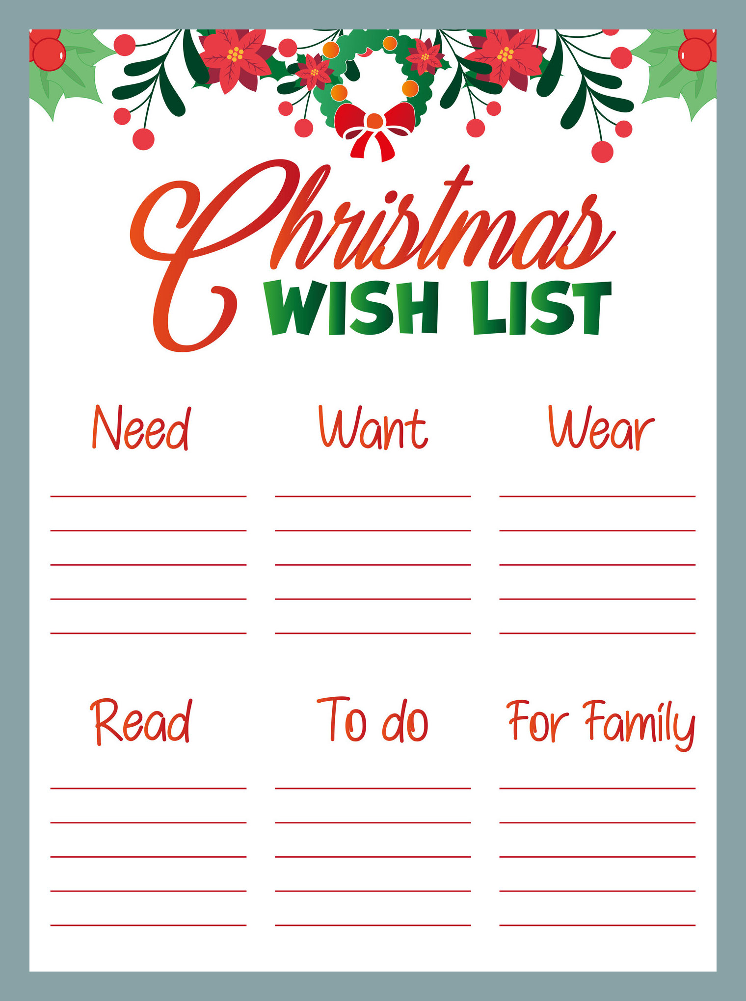 Christmas Wish List Template Christmas Wish List Template