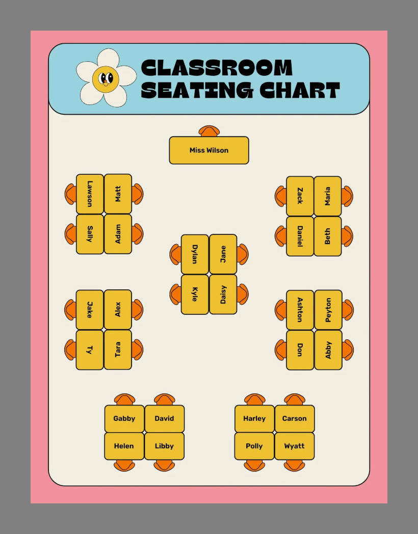 Classroom Seating Chart Template Example Classroom Seating Chart Template Example