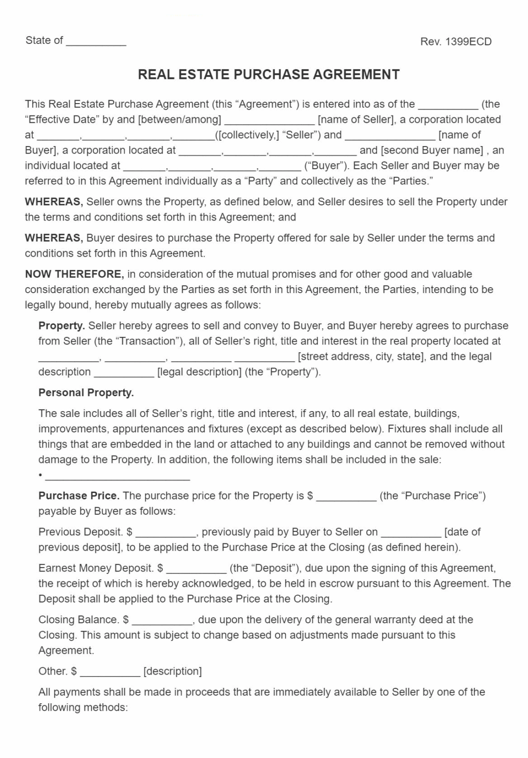 Free Printable Contract For Deed Template