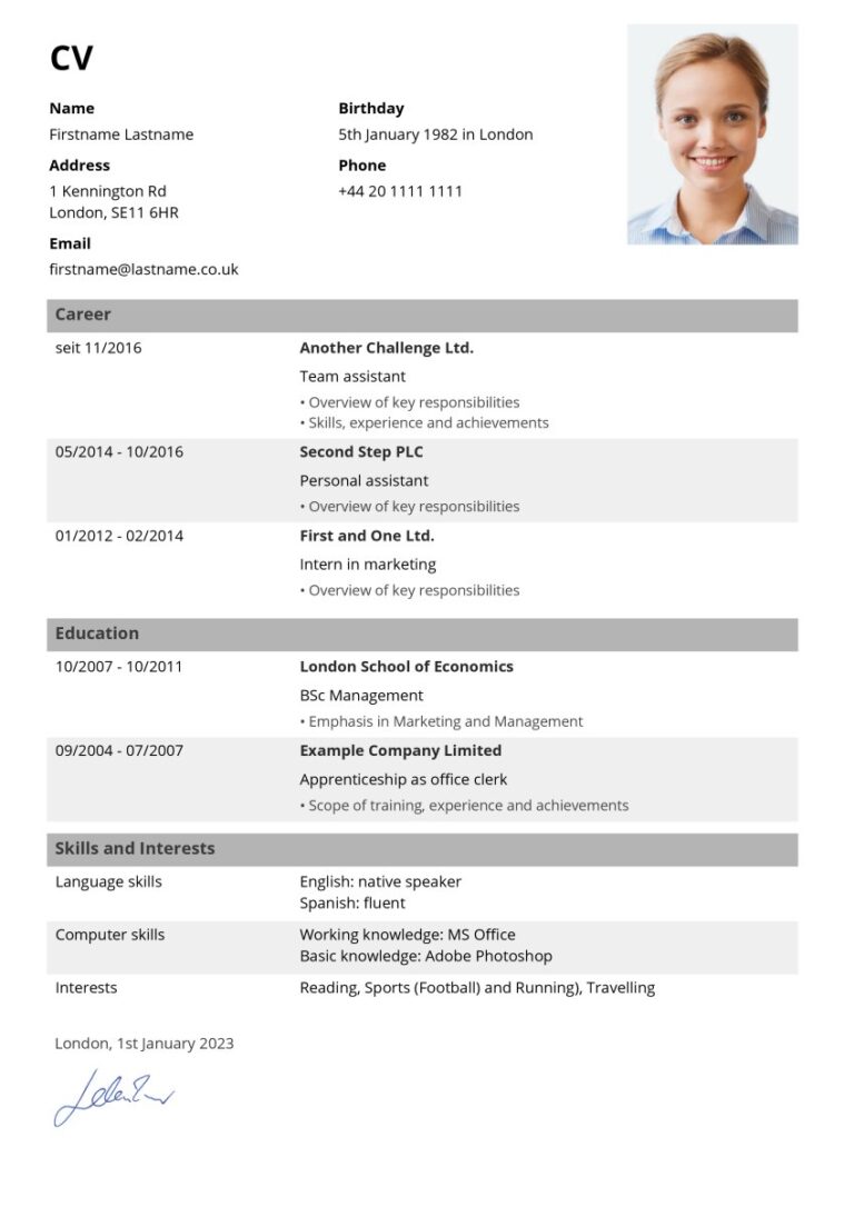 Curriculum Vitae Template (Word)