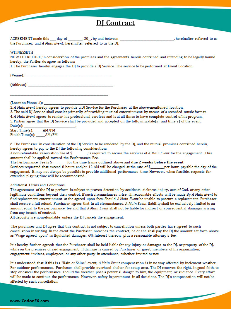 DJ Contract Template
