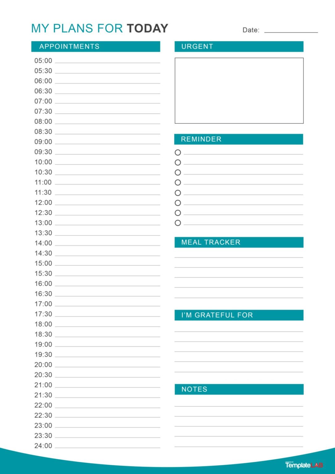 Free printable daily planner template
