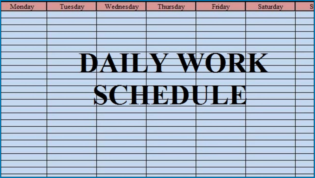 Printable Daily Work Schedule Template (Excel)