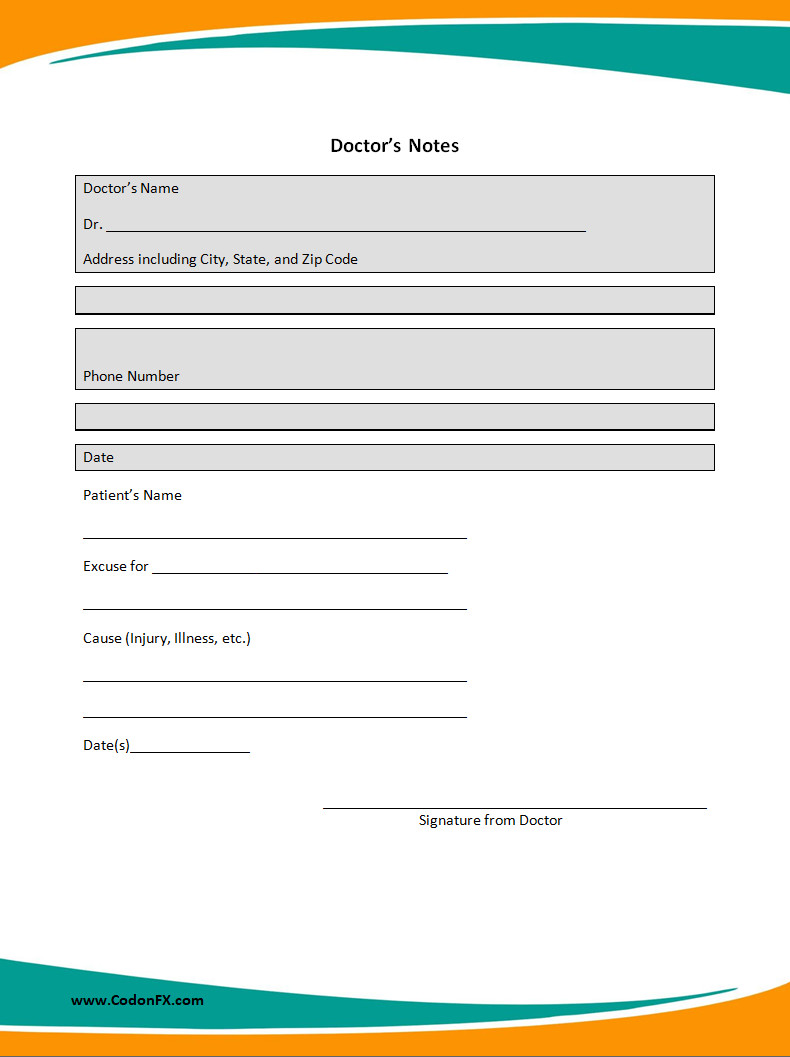 Doctor Excuse Note Template
