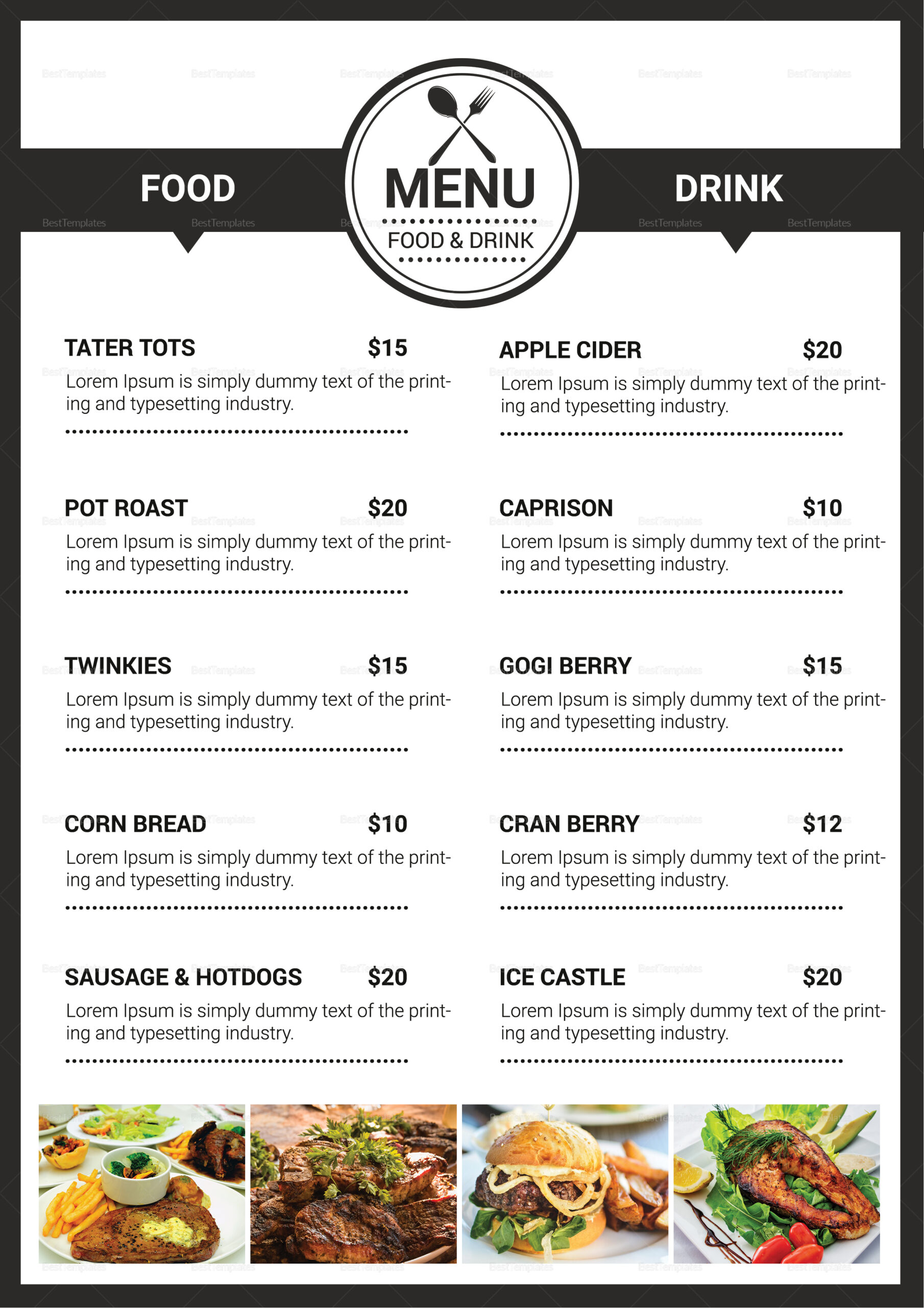 Example Catering Menu Template Example Catering Menu Template