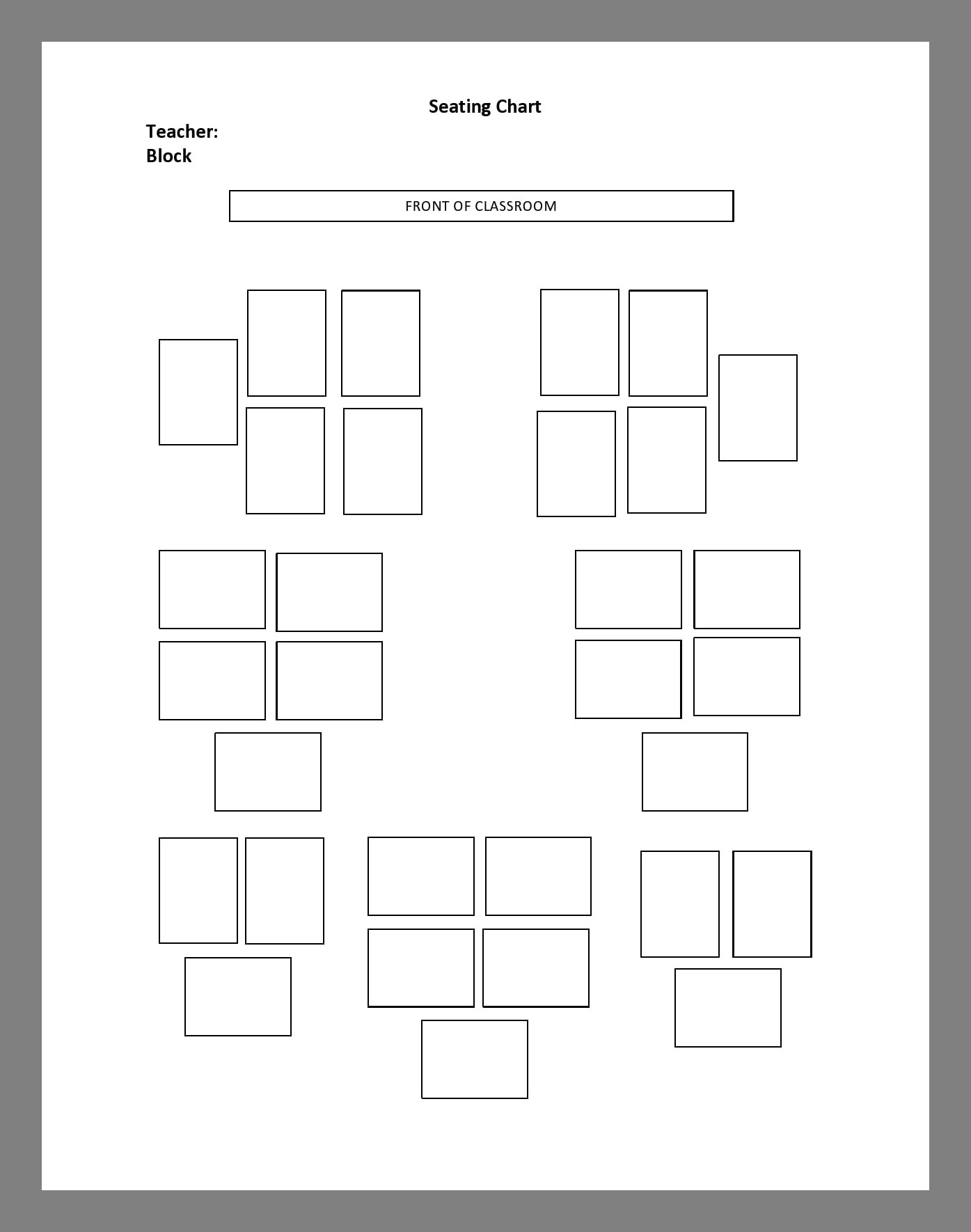Example Classroom Seating Chart Template Example Classroom Seating Chart Template