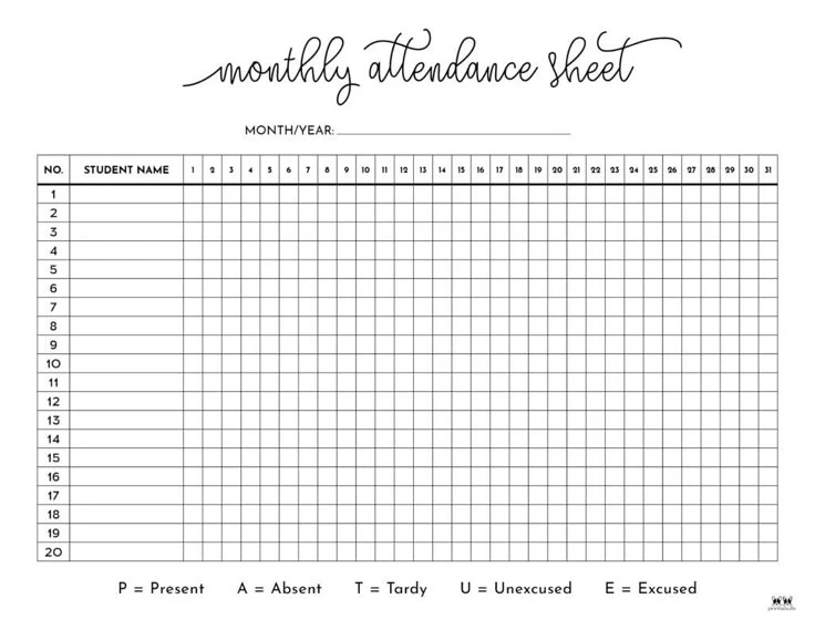 Example of Attendance Sheet Template