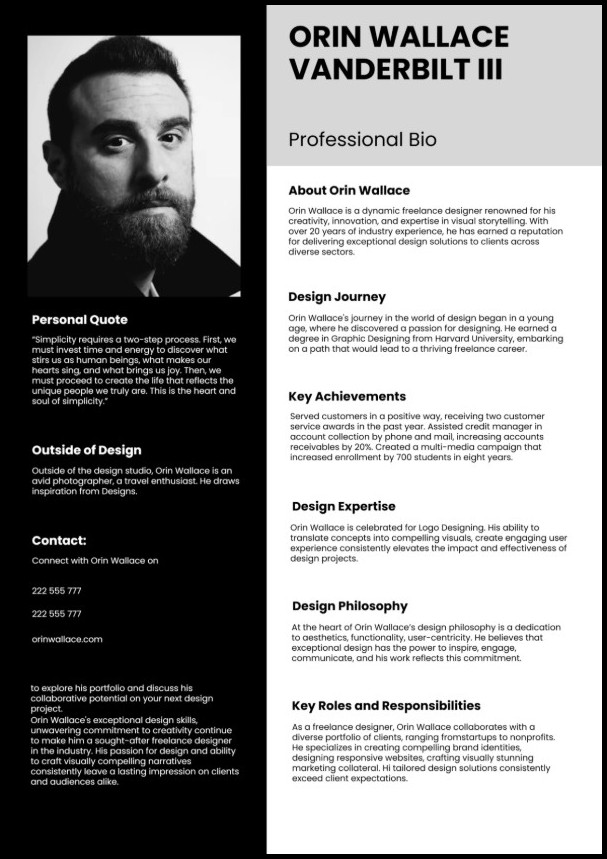 Example of Biography Template