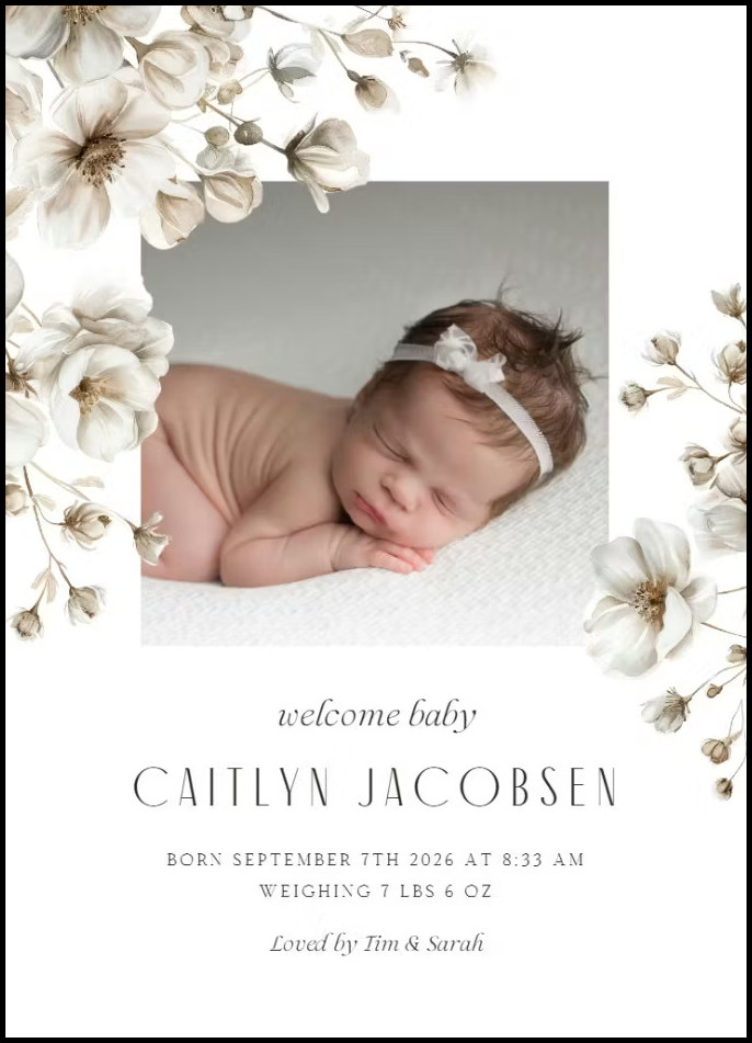 Example of Birth Announcement Template Example of Birth Announcement Template