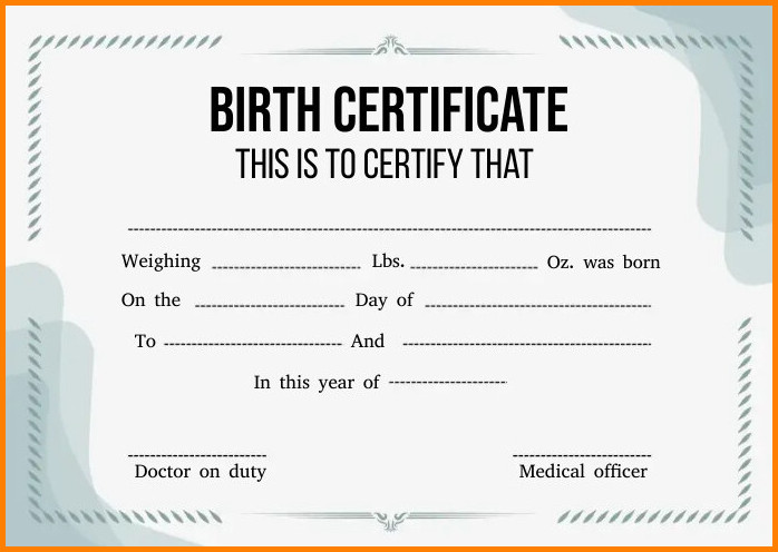 Example of Birth Certificate Template Example of Birth Certificate Template