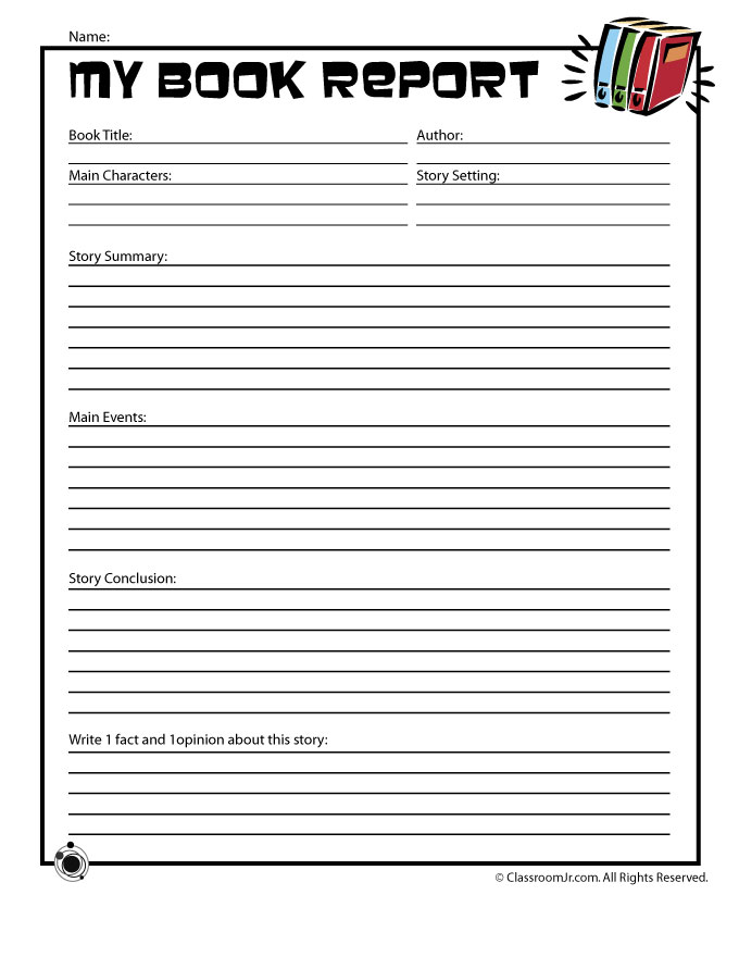 Example of Book Report Template
