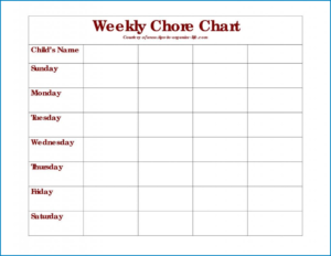 Free Printable Chore Chart Template (Word)