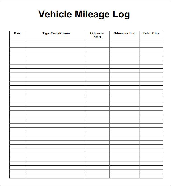 Example of Mileage Log Template Example of Mileage Log Template